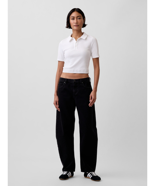 GAP(ギャップ)の「リブ クロップド ポロシャツ(ポロシャツ・レディース・ホワイト/ブラック・S/M/XS/XL/L/XXS)」の3枚目の写真