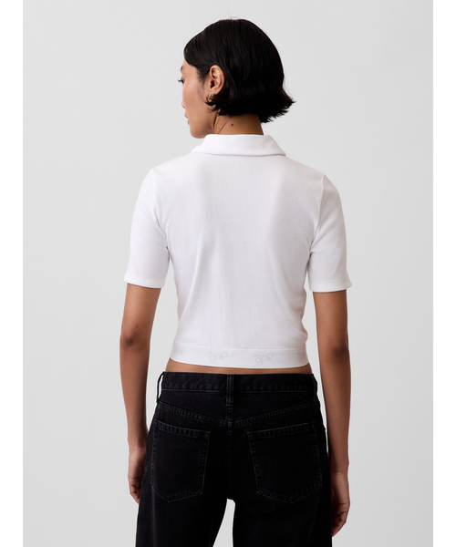 GAP(ギャップ)の「リブ クロップド ポロシャツ(ポロシャツ・レディース・ホワイト/ブラック・S/M/XS/XL/L/XXS)」の5枚目の写真