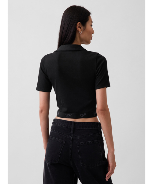 GAP(ギャップ)の「リブ クロップド ポロシャツ(ポロシャツ・レディース・ホワイト/ブラック・S/M/XS/XL/L/XXS)」の6枚目の写真