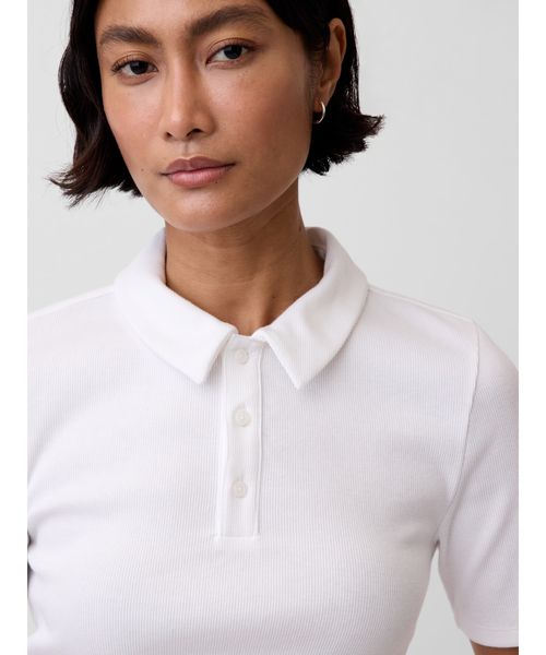 GAP(ギャップ)の「リブ クロップド ポロシャツ(ポロシャツ・レディース・ホワイト/ブラック・S/M/XS/XL/L/XXS)」の7枚目の写真