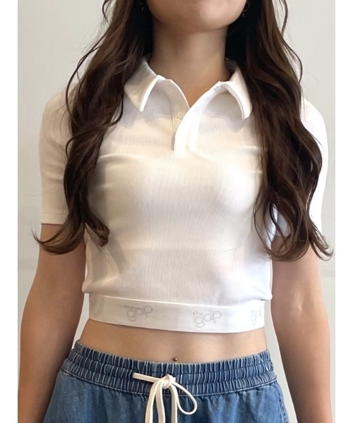 GAP(ギャップ)の「リブ クロップド ポロシャツ(ポロシャツ・レディース・ホワイト/ブラック・S/M/XS/XL/L/XXS)」の12枚目の写真