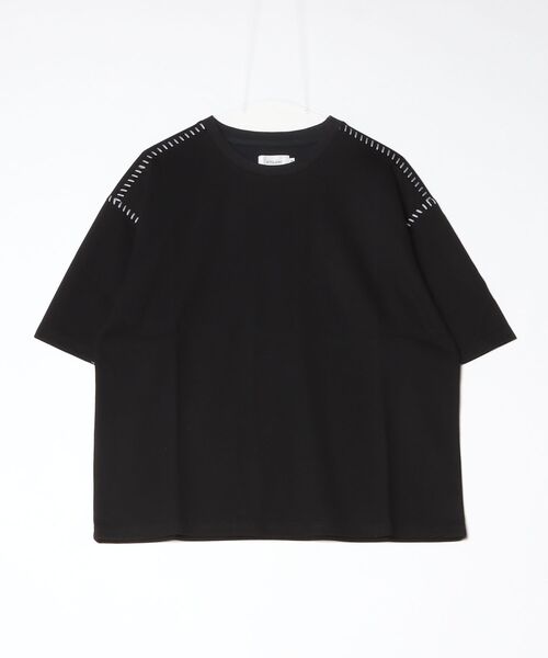 ATELANE(アテレーン)の「ATELANE /カルゼラダーステッチ/半袖クルーネックTEE(Tシャツ/カットソー・メンズ・オフホワイト/ブラック・LARGE/MEDIUM)」の8枚目の写真