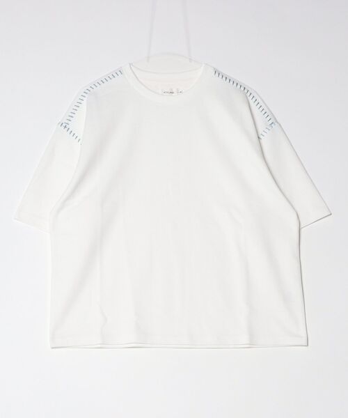 ATELANE(アテレーン)の「ATELANE /カルゼラダーステッチ/半袖クルーネックTEE(Tシャツ/カットソー・メンズ・オフホワイト/ブラック・LARGE/MEDIUM)」の9枚目の写真