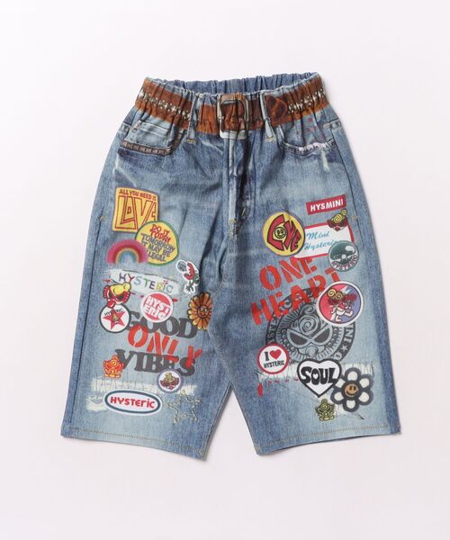 HYSTERIC MINI(ヒステリックミニ)の「ハイテンションストレッチ Like a denim Viscotex ハーフパンツ(その他パンツ・キッズ・インディゴブルー・120/100/110)」の1枚目の写真