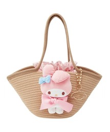 ぬいぐるみ付麦わらカゴ風バッグ おでかけ かばん KNBB1
