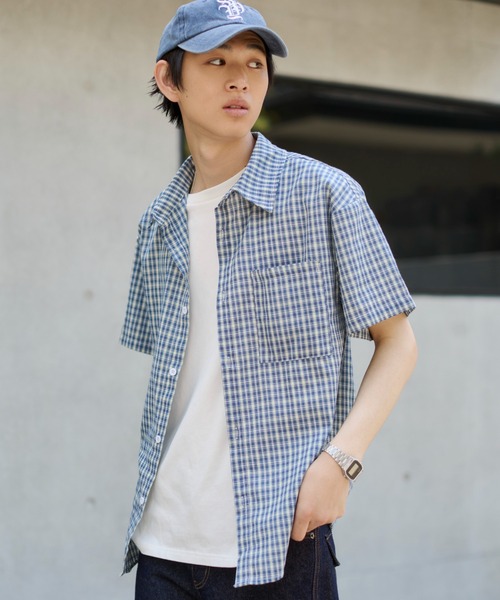 WEGO(ウィゴー)の「WEGO/【26年春夏新作】ミニチェックシャツ(シャツ/ブラウス・メンズ・ブルー系その他2・MEDIUM/LARGE)」の5枚目の写真