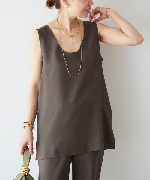 raspail(ラスパイユ)の「【Raspail/ラスパイユ】Sleeveless Blouse(シャツ/ブラウス・レディース・ブラウン/ベージュ・FREE)」の3枚目の写真
