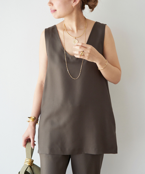 raspail(ラスパイユ)の「【Raspail/ラスパイユ】Sleeveless Blouse(シャツ/ブラウス・レディース・ブラウン/ベージュ・FREE)」の4枚目の写真