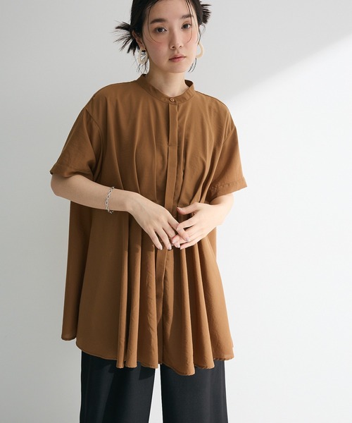 Green Parks(グリーンパークス)の「【WEB限定】ウエストタックシャツチュニックⅢ(シャツ/ブラウス・レディース・ライトブルー/ブラック/オフホワイト/チャコールグレー/オレンジ/キャメル・FREE)」の20枚目の写真