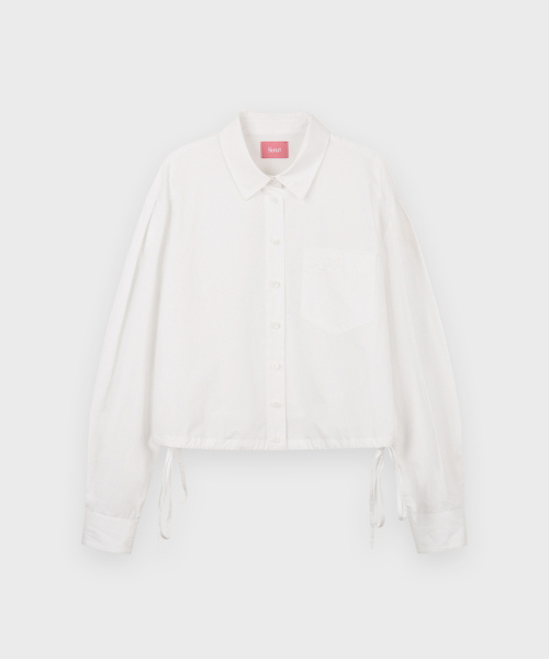 SINOON（シヌーン）の「2-Way Drawstring Crop Shirt (White)（シャツ/ブラウス・レディース・ホワイト・FREE）」の4枚目の写真