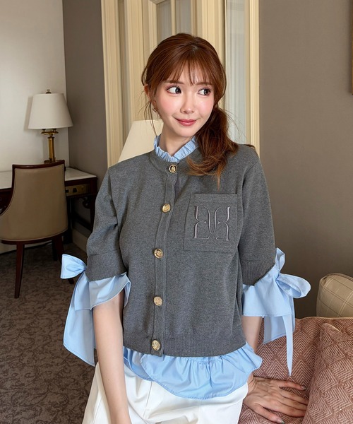 EIMY ISTOIRE(エイミーイストワール)の「PAPILLON ATTACHED CARDIGAN(カーディガン/ボレロ・レディース・ライトピンク/ピンクベージュ/グレー/ベージュ/ネイビー/バーガンディー/ホワイト・F)」の16枚目の写真