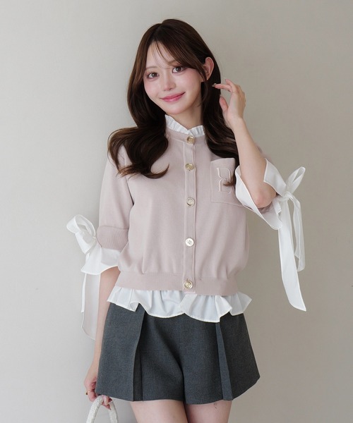 EIMY ISTOIRE(エイミーイストワール)の「PAPILLON ATTACHED CARDIGAN(カーディガン/ボレロ・レディース・ライトピンク/ピンクベージュ/グレー/ベージュ/ネイビー/バーガンディー/ホワイト・F)」の12枚目の写真