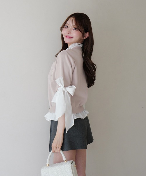 EIMY ISTOIRE(エイミーイストワール)の「PAPILLON ATTACHED CARDIGAN(カーディガン/ボレロ・レディース・ライトピンク/ピンクベージュ/グレー/ベージュ/ネイビー/バーガンディー/ホワイト・F)」の13枚目の写真