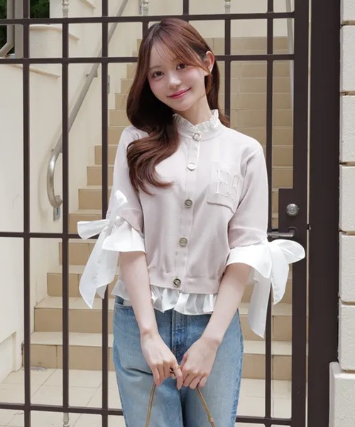 EIMY ISTOIRE(エイミーイストワール)の「PAPILLON ATTACHED CARDIGAN(カーディガン/ボレロ・レディース・ライトピンク/ピンクベージュ/グレー/ベージュ/ネイビー/バーガンディー/ホワイト・F)」の15枚目の写真