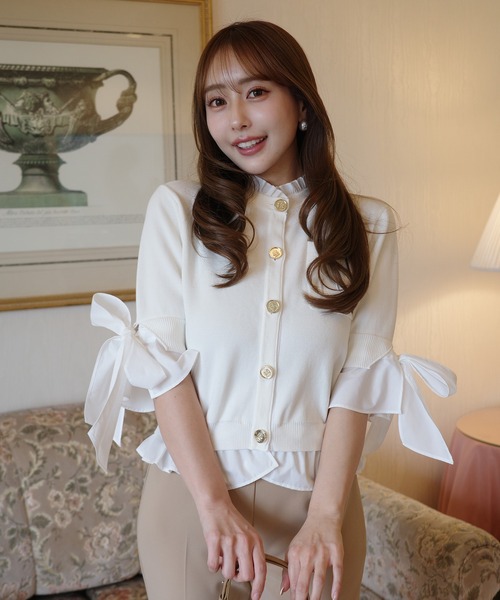 EIMY ISTOIRE(エイミーイストワール)の「PAPILLON ATTACHED CARDIGAN(カーディガン/ボレロ・レディース・ライトピンク/ピンクベージュ/グレー/ベージュ/ネイビー/バーガンディー/ホワイト・F)」の22枚目の写真