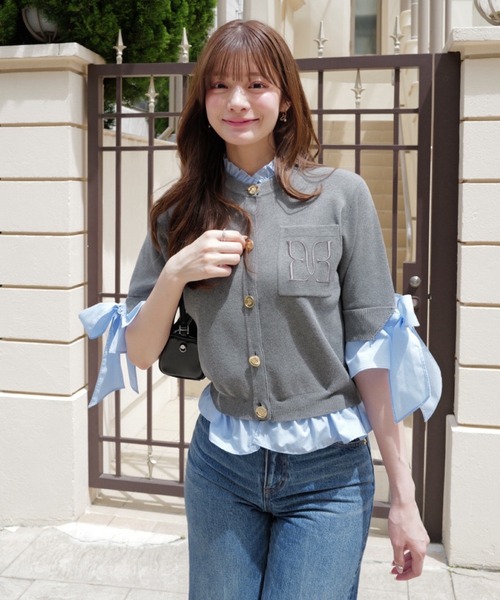 EIMY ISTOIRE(エイミーイストワール)の「PAPILLON ATTACHED CARDIGAN(カーディガン/ボレロ・レディース・ライトピンク/ピンクベージュ/グレー/ベージュ/ネイビー/バーガンディー/ホワイト・F)」の18枚目の写真