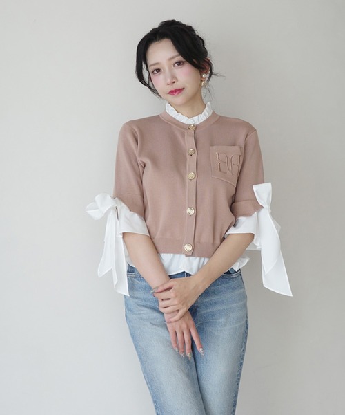 EIMY ISTOIRE(エイミーイストワール)の「PAPILLON ATTACHED CARDIGAN(カーディガン/ボレロ・レディース・ライトピンク/ピンクベージュ/グレー/ベージュ/ネイビー/バーガンディー/ホワイト・F)」の9枚目の写真