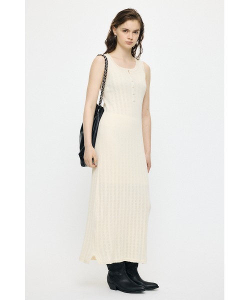 MOUSSY(マウジー)の「OPEN WORK KNIT ドレス(ワンピース・レディース・アイボリー/ブラウン/ブラック・1/2)」の2枚目の写真