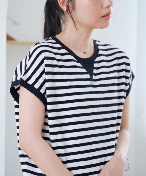 coen(コーエン)の「スラブボーダー フレンチスリーブTシャツ(Tシャツ/カットソー・レディース・ケリーグリーン/ブラック/ネイビー・L/M)」の17枚目の写真