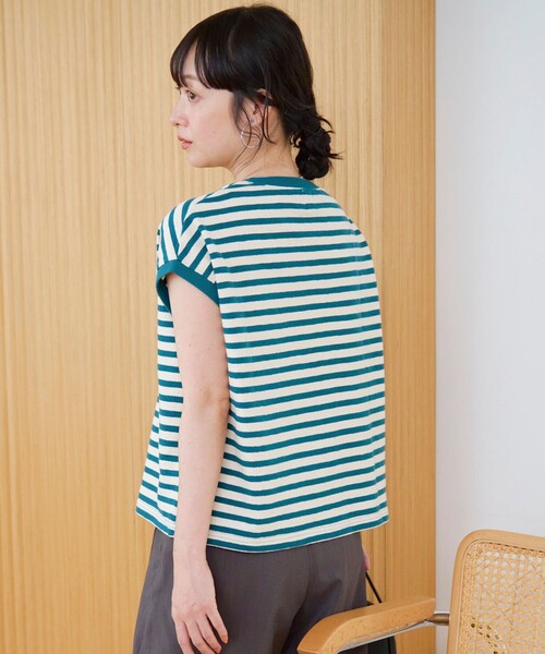 coen(コーエン)の「スラブボーダー フレンチスリーブTシャツ(Tシャツ/カットソー・レディース・ケリーグリーン/ブラック/ネイビー・L/M)」の12枚目の写真