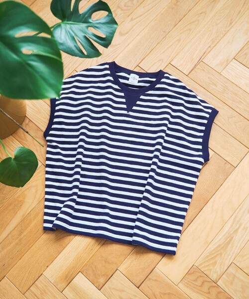 coen（コーエン）の「スラブボーダー フレンチスリーブTシャツ（Tシャツ/カットソー・レディース・ケリーグリーン/ブラック/ネイビー・L/M）」の9枚目の写真