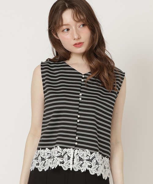 SWINGLE(スウィングル)の「【5/22発売】【前後2way】裾レースプルオーバー(Tシャツ/カットソー・レディース・ブラック系その他4/ホワイト系その他5/サックスブルー・FREE)」の1枚目の写真