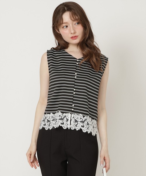 SWINGLE(スウィングル)の「【5/22発売】【前後2way】裾レースプルオーバー(Tシャツ/カットソー・レディース・ブラック系その他4/ホワイト系その他5/サックスブルー・FREE)」の4枚目の写真