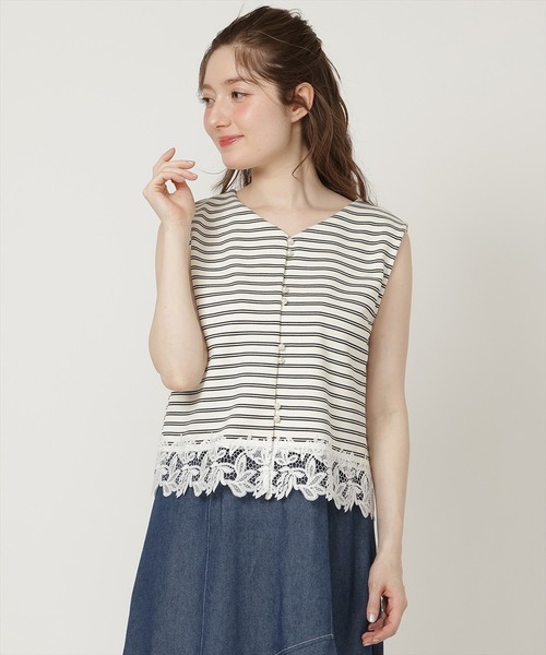 SWINGLE(スウィングル)の「【5/22発売】【前後2way】裾レースプルオーバー(Tシャツ/カットソー・レディース・ブラック系その他4/ホワイト系その他5/サックスブルー・FREE)」の11枚目の写真