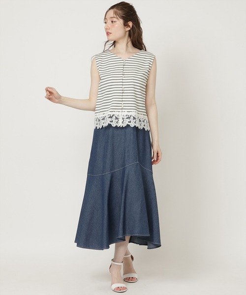 SWINGLE(スウィングル)の「【5/22発売】【前後2way】裾レースプルオーバー(Tシャツ/カットソー・レディース・ブラック系その他4/ホワイト系その他5/サックスブルー・FREE)」の12枚目の写真