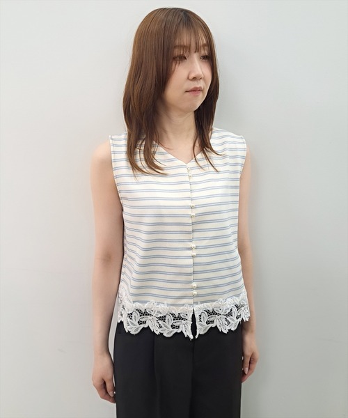 SWINGLE(スウィングル)の「【5/22発売】【前後2way】裾レースプルオーバー(Tシャツ/カットソー・レディース・ブラック系その他4/ホワイト系その他5/サックスブルー・FREE)」の18枚目の写真