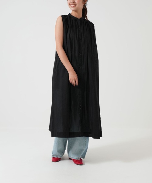 HEART MARKET(ハートマーケット)の「ふわ軽コットンシアーノースリーブワンピース(ワンピース・レディース・ブラック/ネイビー系/ベージュ系/チャコール・FREE)」の8枚目の写真