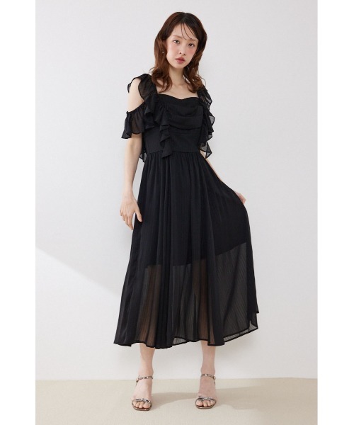 rienda(リエンダ)の「【AKB48 伊藤百花さん着用】フロントドレープフレアワンピース 夏服(ワンピース・レディース・ライトピンク/ライトブルー/ブラック・SMALL/MEDIUM)」の4枚目の写真