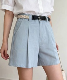 ベルト付きハイウエストショートパンツ レディース