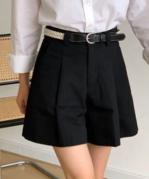 ベルト付きハイウエストショートパンツ レディース