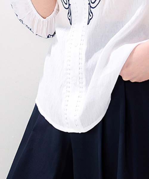 ONEP STAR(ワンピスター)の「刺繍デザインクルーネック七分袖ブラウス(シャツ/ブラウス・レディース・ホワイト・X-LARGE/LARGE/MEDIUM)」の12枚目の写真