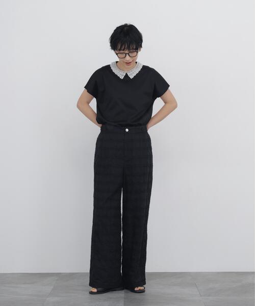 human woman(ヒューマンウーマン)の「◆【ウォッシャブル】レース衿スムースTシャツ(Tシャツ/カットソー・レディース・ブラック・MEDIUM)」の18枚目の写真