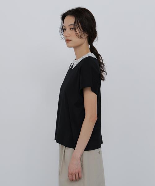 human woman(ヒューマンウーマン)の「◆【ウォッシャブル】レース衿スムースTシャツ(Tシャツ/カットソー・レディース・ブラック・MEDIUM)」の20枚目の写真