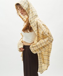 check hoodie over shirt / チェックフーディーオーバーシャツ
