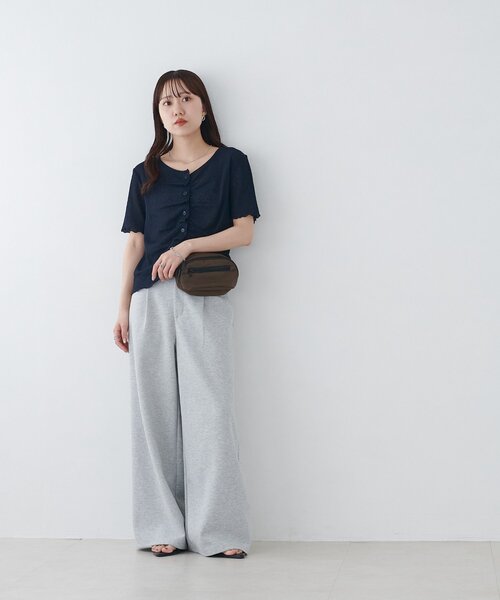 DISCOAT（ディスコート）の「シアーワッフルフロントギャザーTシャツ（Tシャツ/カットソー・レディース・ピンク/ネイビー/ホワイト/オフホワイト・FREE）」の17枚目の写真