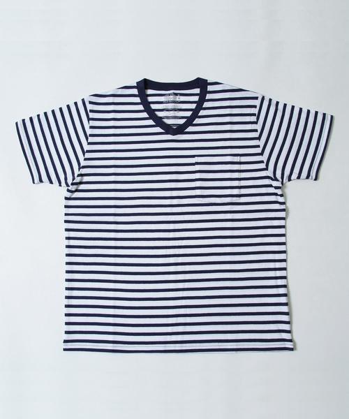 FRUIT OF THE LOOM（フルーツオブザルーム）の「FRUIT OF THE LOOM(フルーツオブザルーム) 別注VネックT2枚組(ホワイト・ネイビーボーダー)（Tシャツ/カットソー・メンズ・ホワイト系その他・X-LARGE/SMALL/MEDIUM/LARGE）」の6枚目の写真