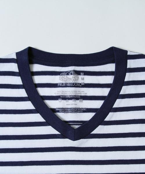 FRUIT OF THE LOOM（フルーツオブザルーム）の「FRUIT OF THE LOOM(フルーツオブザルーム) 別注VネックT2枚組(ホワイト・ネイビーボーダー)（Tシャツ/カットソー・メンズ・ホワイト系その他・X-LARGE/SMALL/MEDIUM/LARGE）」の8枚目の写真