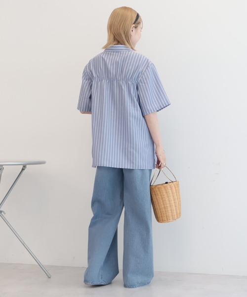 AMERICAN HOLIC(アメリカンホリック)の「シャーリング半袖シャツ(シャツ/ブラウス・レディース・ブルー/サックスブルー/ライトグレー・L/M)」の13枚目の写真