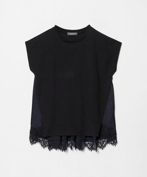 A DAY IN THE LIFE UNITED ARROWS(アデイインザライフユナイテッドアローズ)の「カット×サテン ヘムフレア レースカットソー ブラック&グレー <A DAY IN THE LIFE>(Tシャツ/カットソー・レディース・ブラック/ダークグレー・FREE)」の8枚目の写真