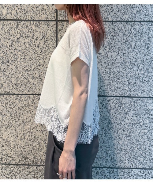 Desert Rose(デザートローズ)の「【MoNiLE/モニーレ】裾レースフレンチスリーブニット(ニット/セーター・レディース・ブラック/オフホワイト・FREE)」の10枚目の写真