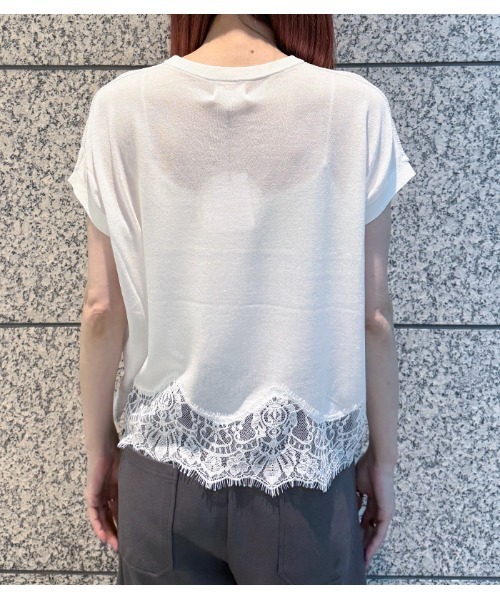Desert Rose(デザートローズ)の「【MoNiLE/モニーレ】裾レースフレンチスリーブニット(ニット/セーター・レディース・ブラック/オフホワイト・FREE)」の9枚目の写真
