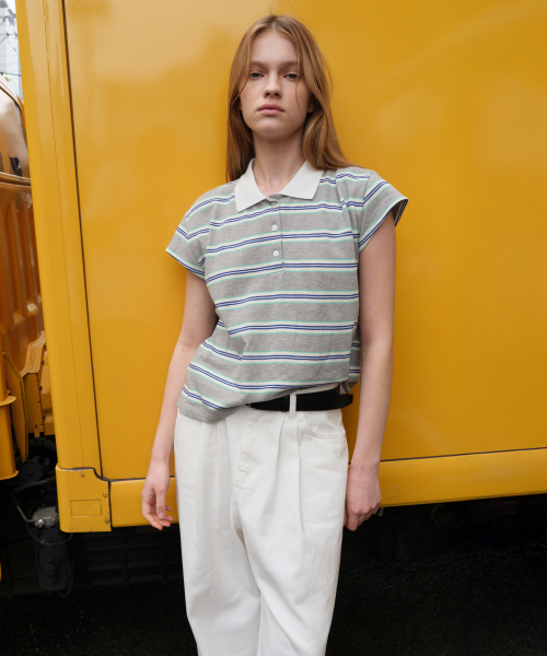 LEVAR(レバー)の「Stripe PK T-shirt - Melange Grey Stripe(Tシャツ/カットソー・レディース・その他・FREE)」の4枚目の写真