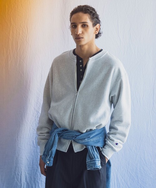 Champion(チャンピオン)の「<Champion × monkey time>フルジップ クルーネック スウェット(スウェット・メンズ・ライトグレー/ブラック・XL/S/L/M)」の4枚目の写真