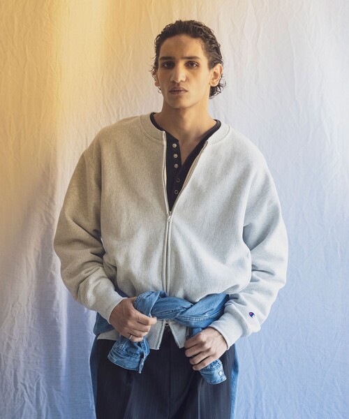 Champion(チャンピオン)の「<Champion × monkey time>フルジップ クルーネック スウェット(スウェット・メンズ・ライトグレー/ブラック・XL/S/L/M)」の5枚目の写真