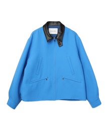 Structured Twill Double Cloth Leather Collar Blouson