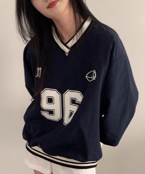 NANEA（ナネア）の「ナンバープリントVネックスポーツT（Tシャツ/カットソー・レディース・ネイビー・LARGE/X-LARGE）」の8枚目の写真